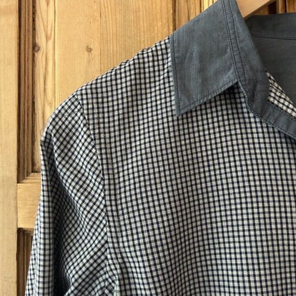 Theory Womens Size Small Blue White Gingham Button Front Shirt Blouse Collared - Picture 4 of 9
